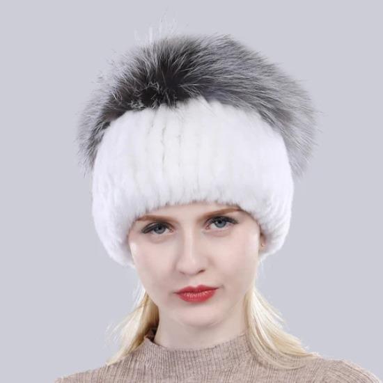 Новая уличная хорошая эластичная шапка из натурального кроличьего меха рекс женская зимняя вязаная шапка из натурального меха чернобурки женская шапка из натурального меха