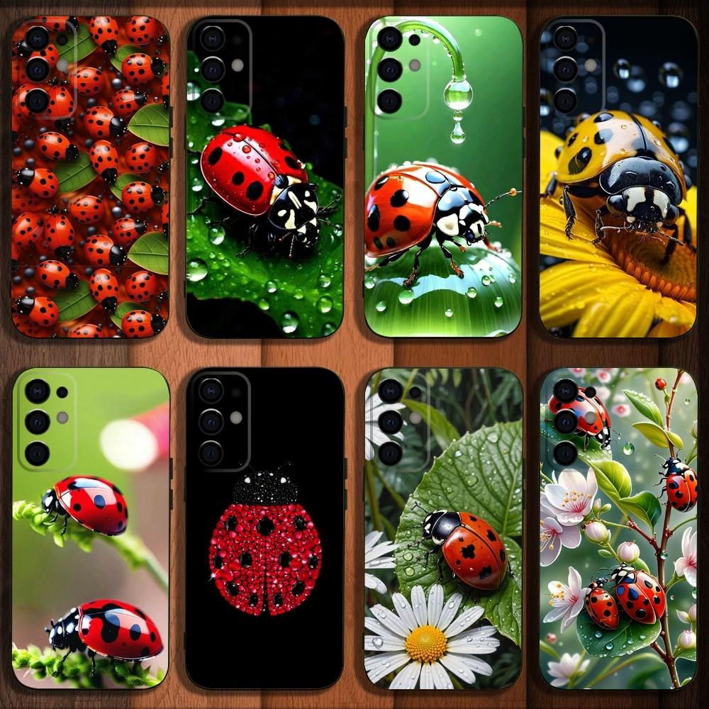 Чехол для телефона Красивые божьи коровки Насекомые Для Samsung S24,S21,S22,S23,S30,Ultra,S20,Plus,Fe,Lite,Note,10,9,5G Черный Мягкий Чехол
