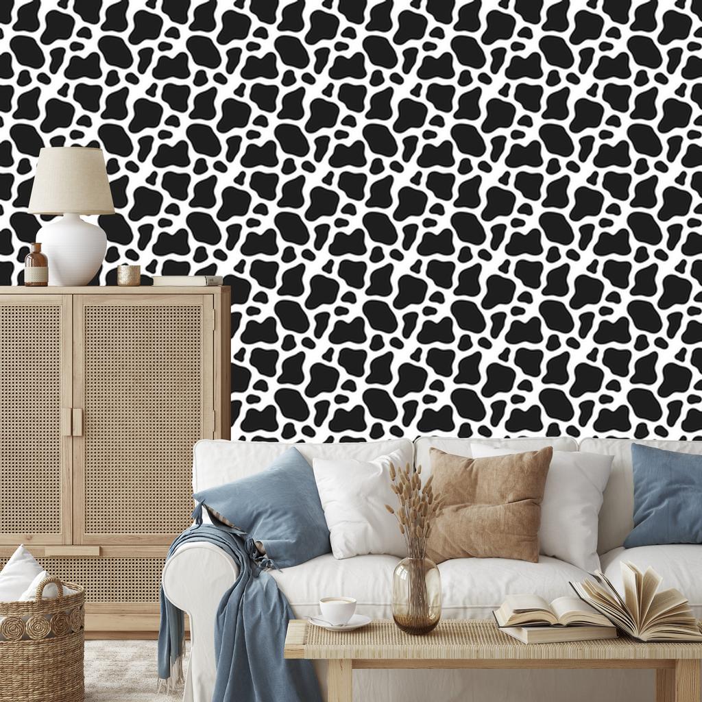 Cow Patches Wallpaper Graphite and Gray for Living Room and Bedroom 50x1000