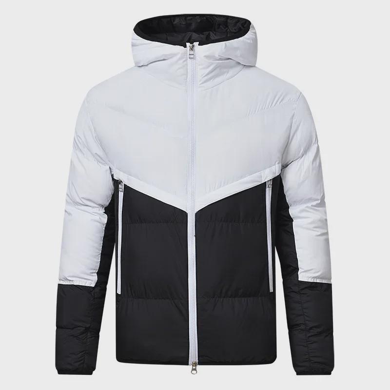 Мужская модная зимняя хлопковая куртка с капюшоном - большой размер