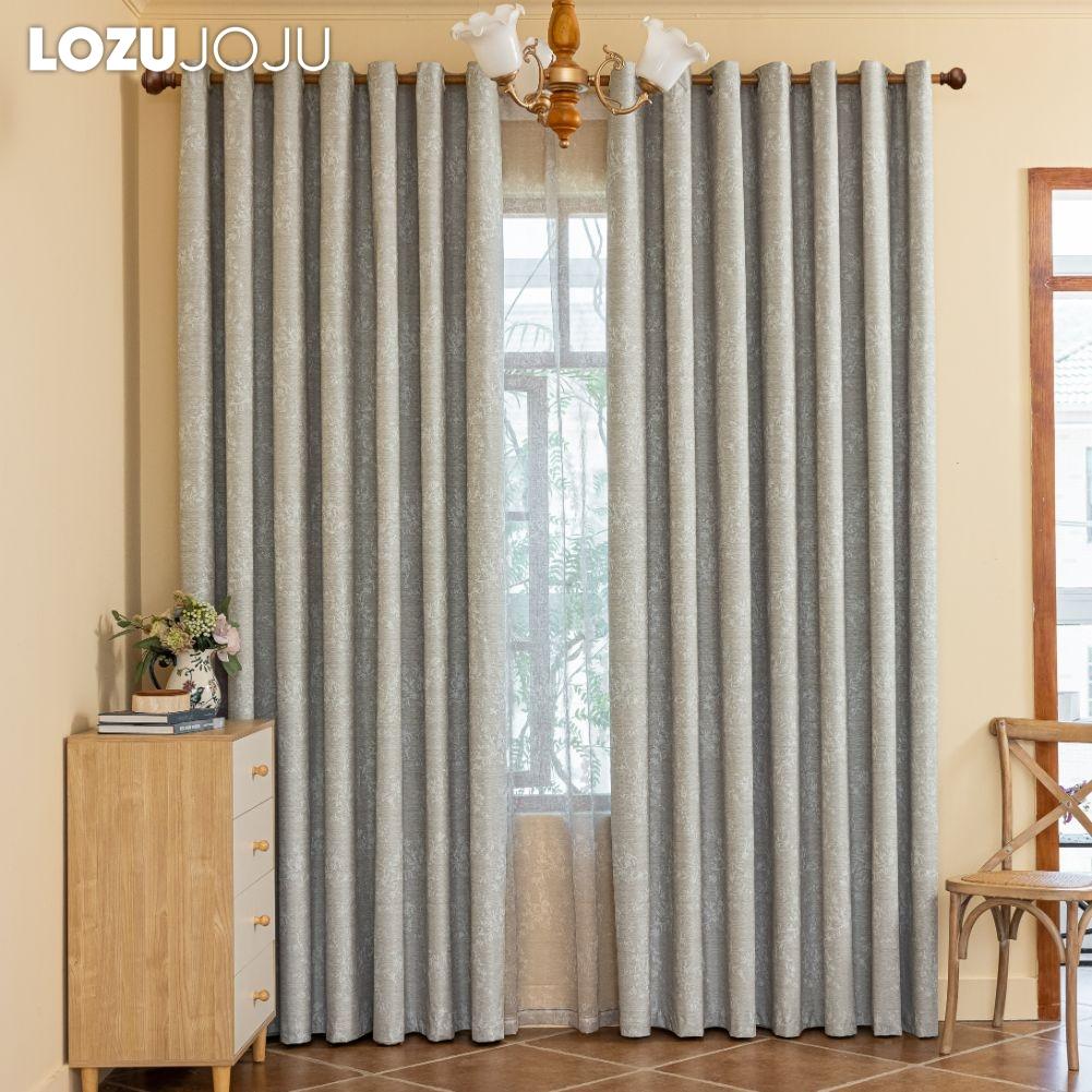 1PC LOZUJOJU Light Luxury Retro Solid-color Gray Fully Blackout Curtains for Bedroom Living Room Balcony Window for Home Decor
