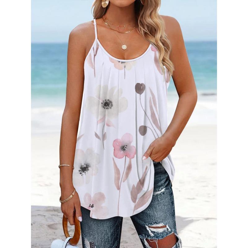 YYFS Женская мода повседневная летняя весенняя цветочная модель с принтом без рукавов на подтяжках блузки и рубашки