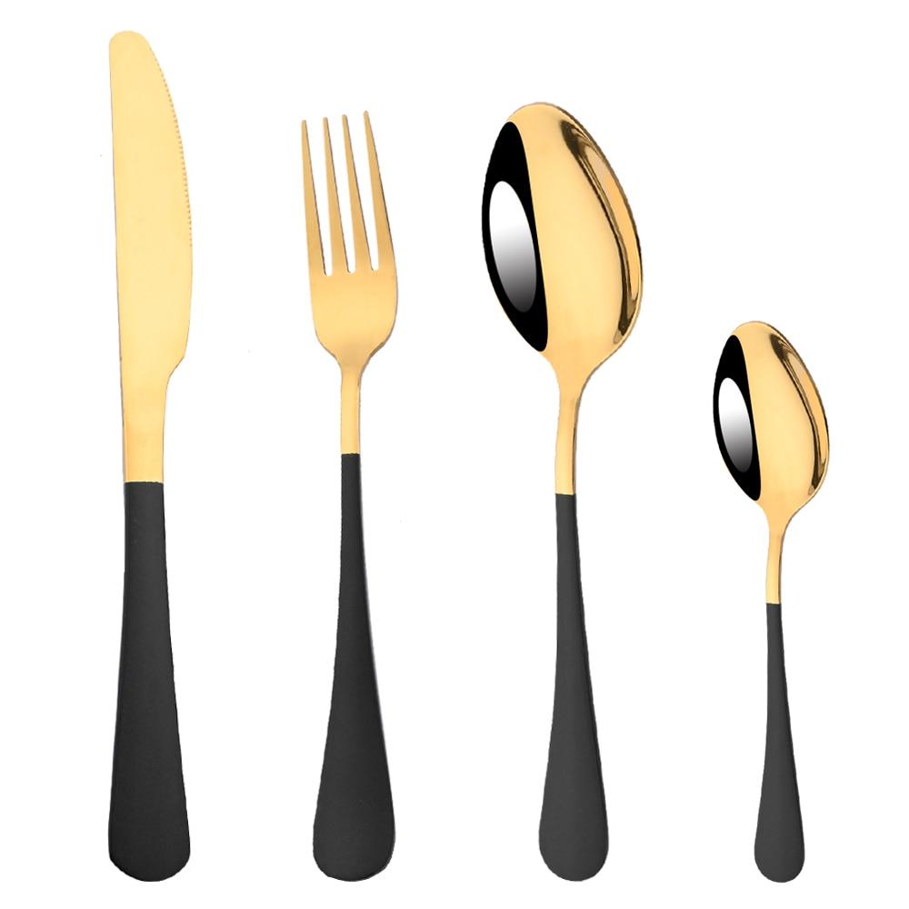 4 шт., синий, золотой, западный набор столовых приборов, столовые приборы, нож, вилка, ложка, столовое серебро из нержавеющей стали, домашний набор посуды