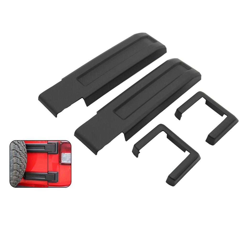 Matt Black Exterior Tailgate Door Hinge Cover Trims for Jeep Wrangler JK 2007-18