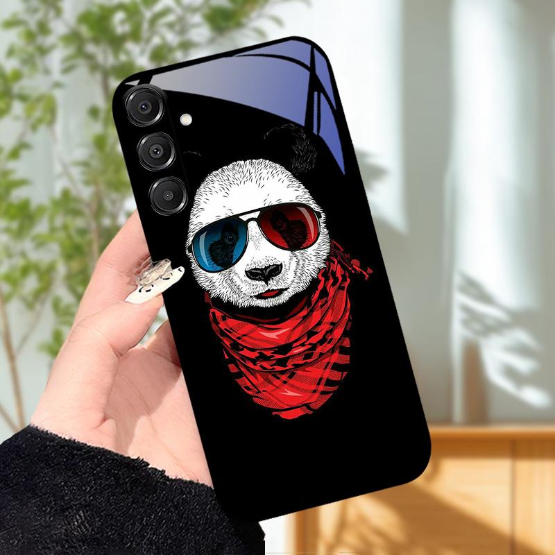 Для Samsung A25 A26 Милый чехол A35 A36 A55 A56 5G Закаленное стекло Чехол для телефона Для Galaxy A15 4G 5G Жесткий ПК Стекло Защитный Fundas