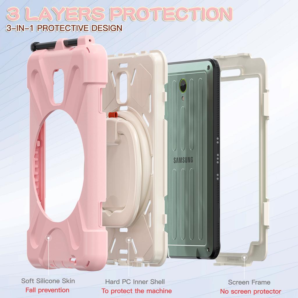 Case For Samsung Galaxy Tab Active 5 3 SM-X300 X306B T570 T575 Heavy Duty Cover Shockproof With 360 Rotatable Handle Grip Funda