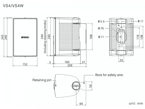 YAMAHA Динамик с монтажными кронштейнами для малого, совместимый с высоким импедансом, всепогодное оборудование VS4W, подключение, (1 пара)