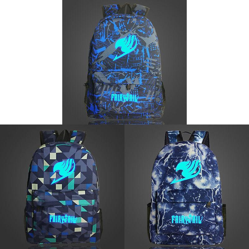 Fairy Tail Backpack Japanese Anime Canvas Travel Bag With Zipper For Teens