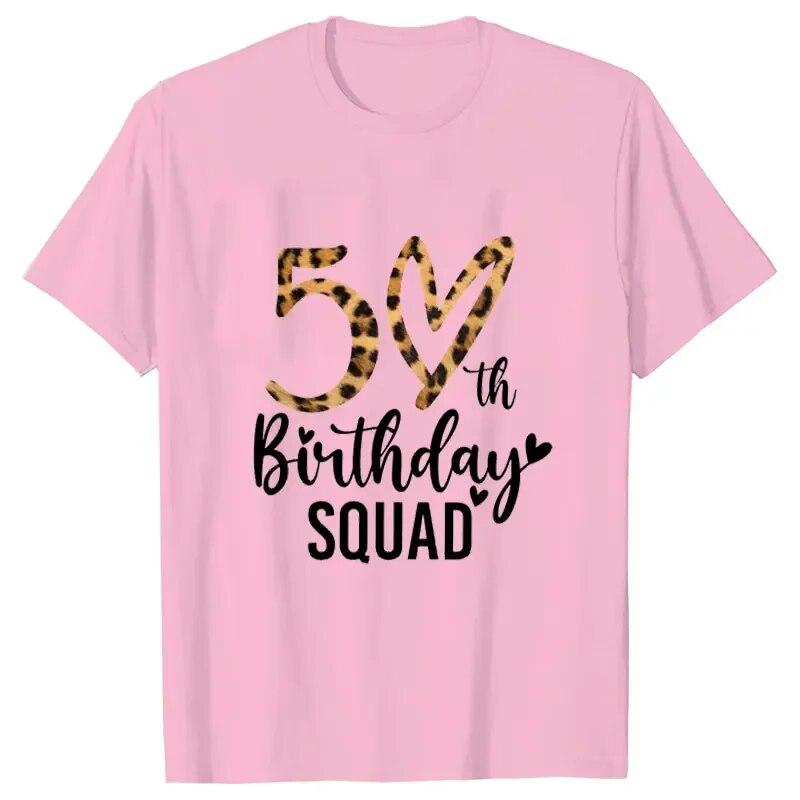 Женские футболки на 50-й день рождения, футболка Birthday Squad Crew, глава Hello 50, великолепные топы с леопардовым принтом, летняя футболка Harajuku