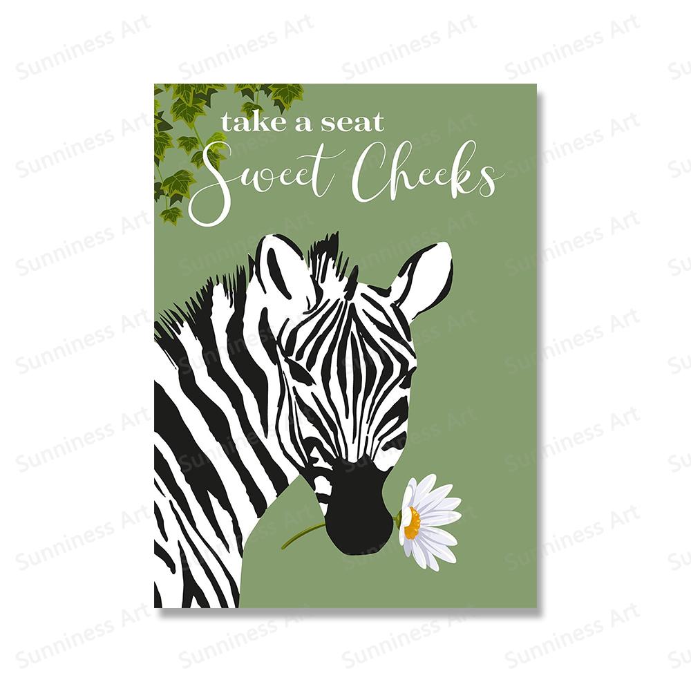 Животное Highland Cow в ванной комнате Wall Art Холст Картина Плакаты Ботаническая библиотека Монстера Лист Печать Для Кофейни Домашний Декор