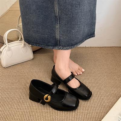 Модные темпераментные коричневые ретро французские туфли на толстом каблуке с легким ртом, женские туфли-лодочки 2025 года, новые весенне-осенние туфли Мэри Джейн