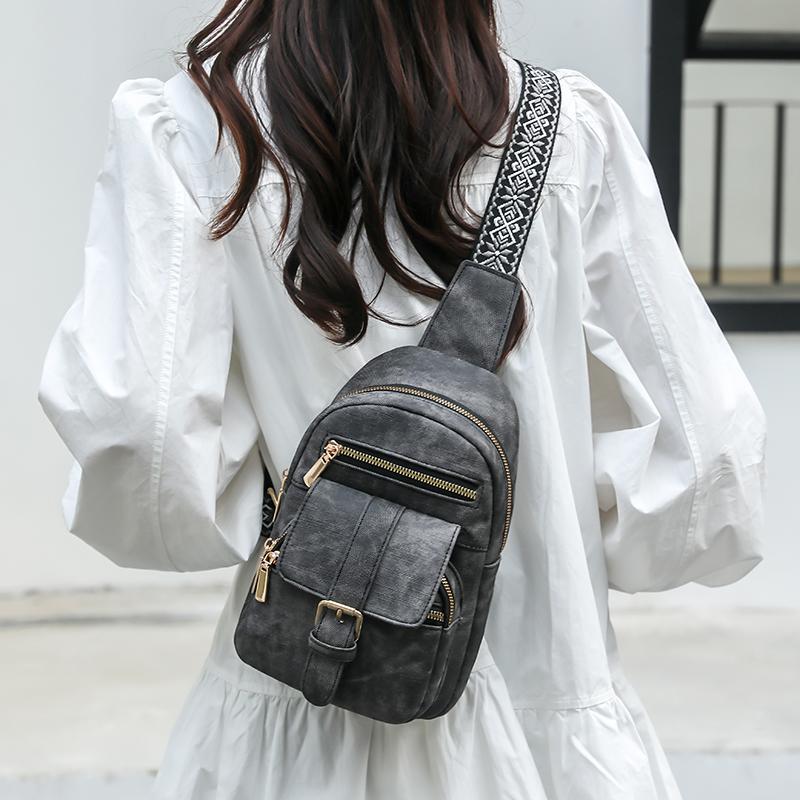 Нагрудная сумка Женская мягкая кожаная сумка через плечо Сумка на плечо