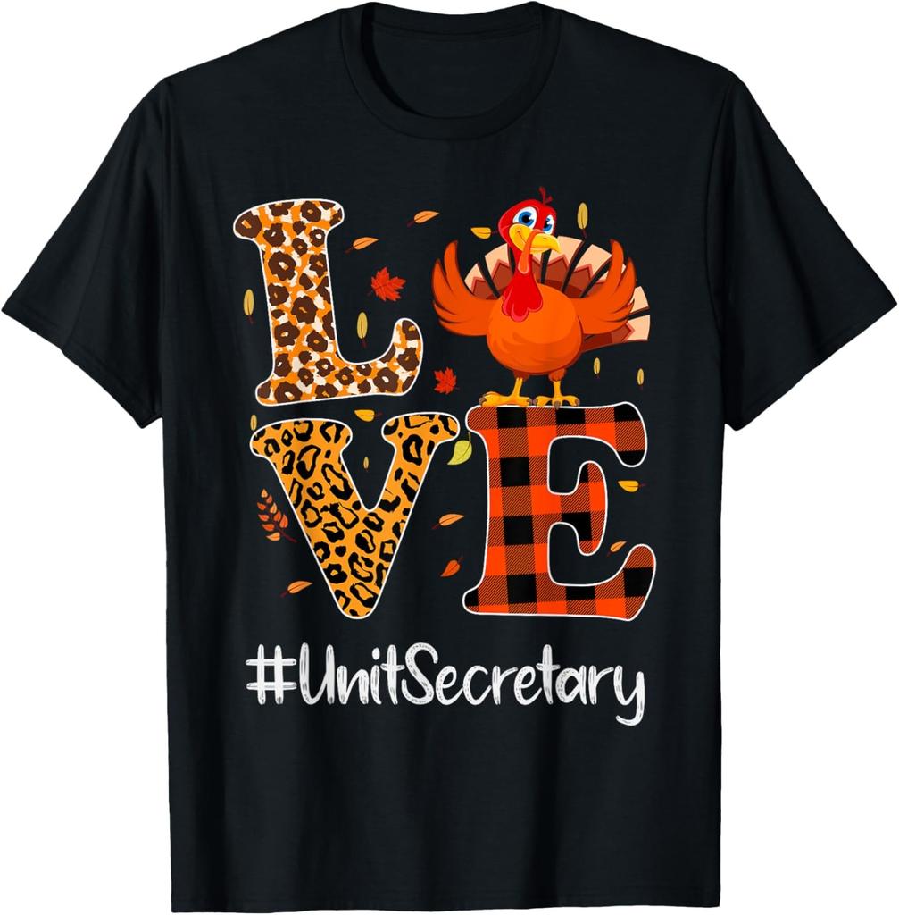 Unit Secretary Love Thanksgiving Leopard Turkey Autumn T-Shirt