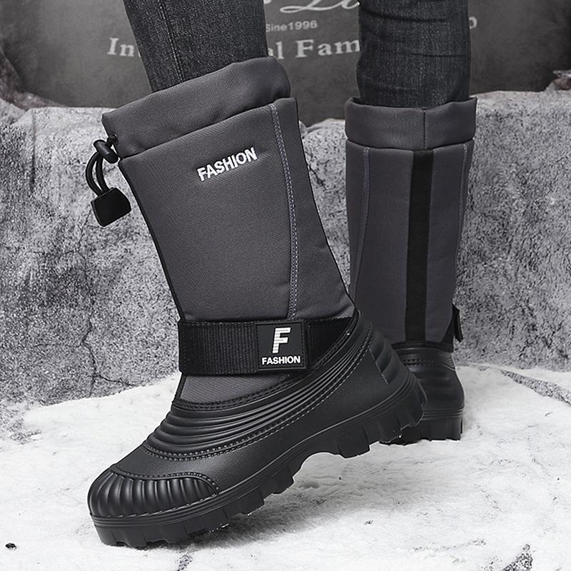 Мужские зимние теплые ботинки для снега, резиновые походные ботинки, уличные сапоги до колена, водонепроницаемые, большого размера