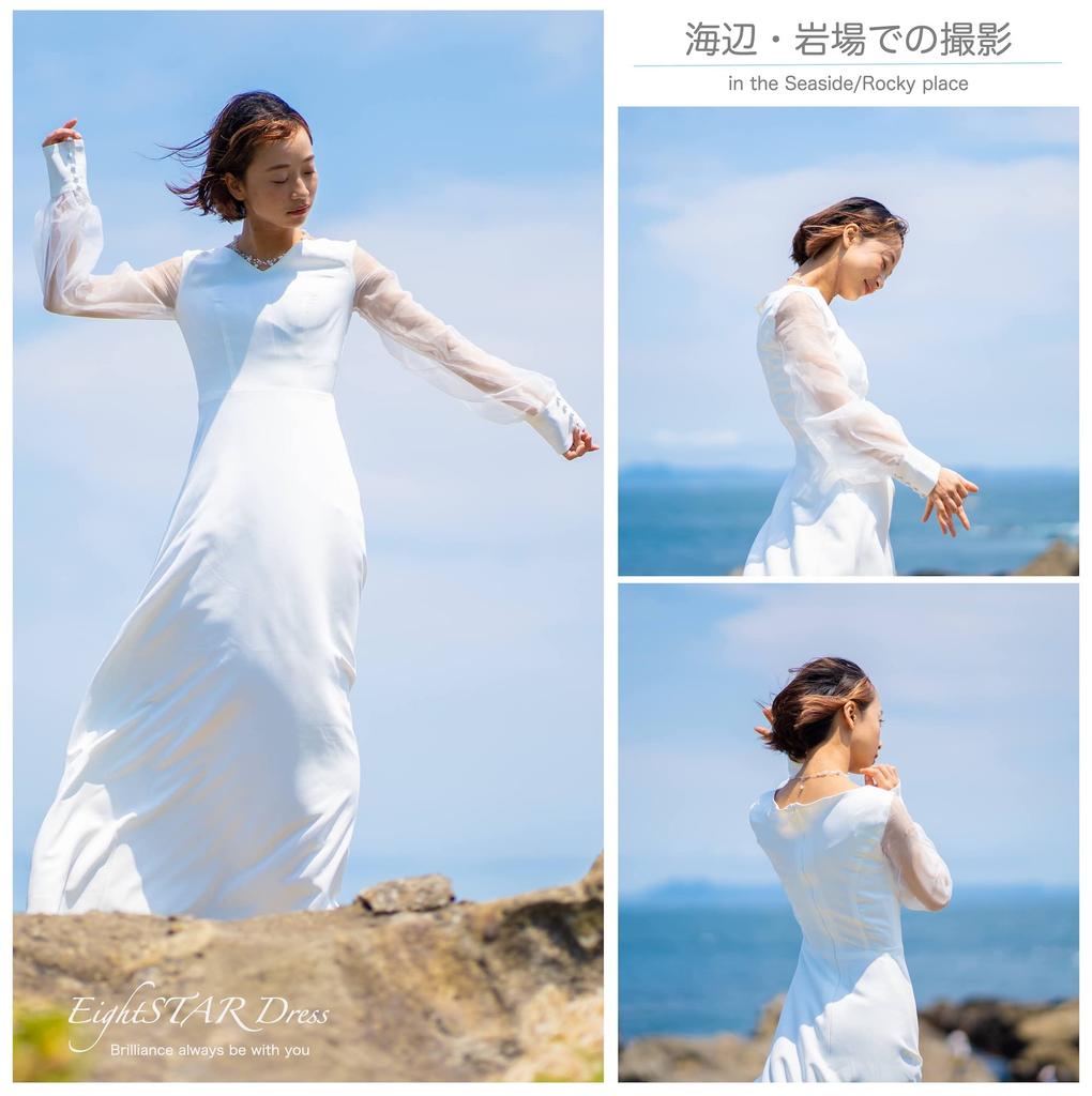 Свадебный главный свадебный длинный длинный с натуральным [Платье EightSTAR] Предсвадебное платье, белый, свадебный, невеста, персонаж, платье, длина, рукава, рукава,