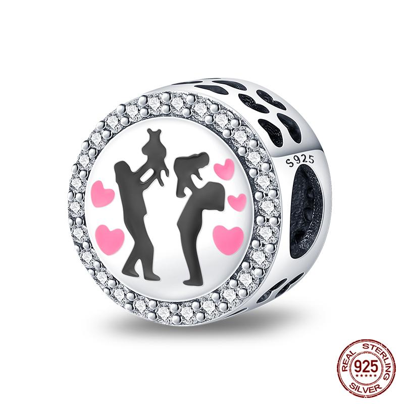 Настоящая медь Розовая серия Шармы-бусины в форме сердца Подходят для оригинальных браслетов Qikaola Сделай сам Украшения на День матери Подарок для мамы