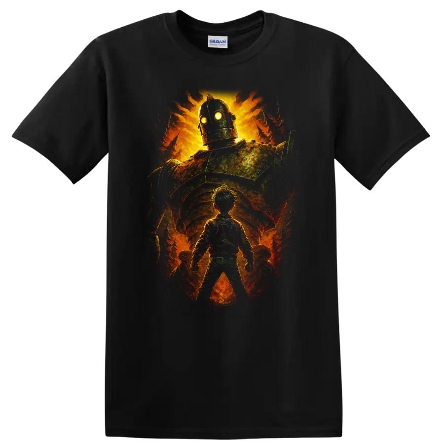 Iron Giant Robot Movie T Shirt Fiery Heroic Poster Art Retro Sci Fi Tee