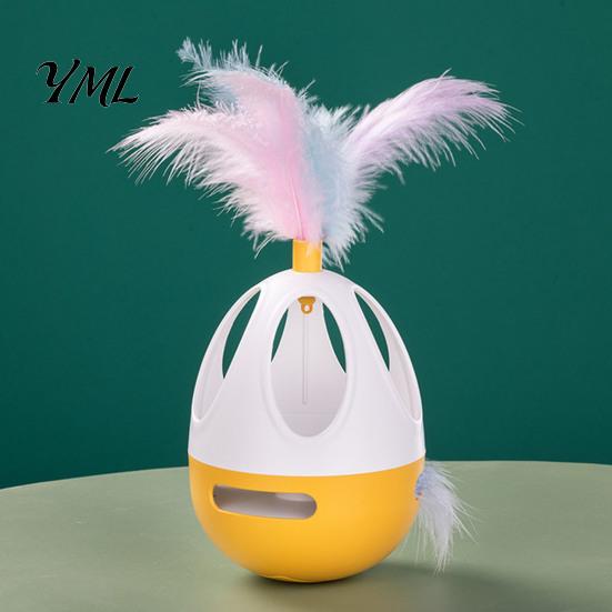 Replaceable Feather Cat Toy Accessories Interactive Wobble Toy, Automatic 360 Degree Rotating Chirping Fun Toys for Pouncing And Scratching