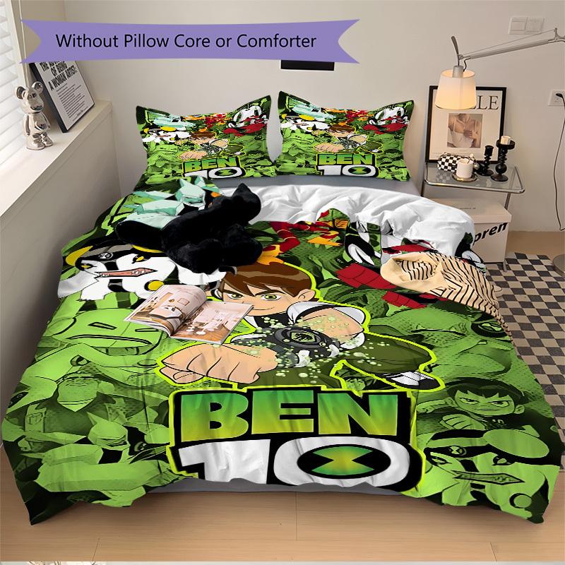 3pcs bedding set Ben 10 Aliens Includes 1 Comforter + 2 Pillowcases, Without Pillow Inserts, Soft Comfortable, Lightweight Breathable, Print