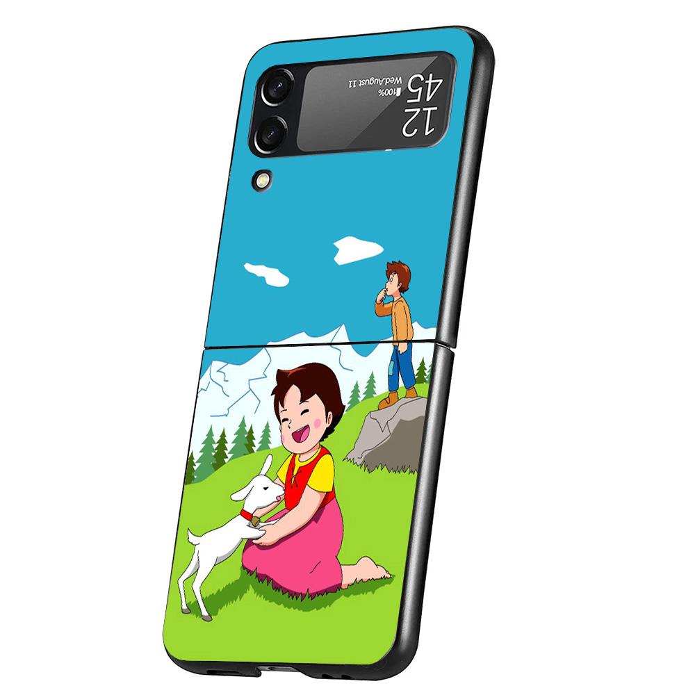 Heidi Cute Cartoon Cover Phone Case For Samsung Galaxy Z Flip 7 6 5 4 3 5G Flip7 Flip6 Flip5 Flip4 Flip3 Black Fundas Shell