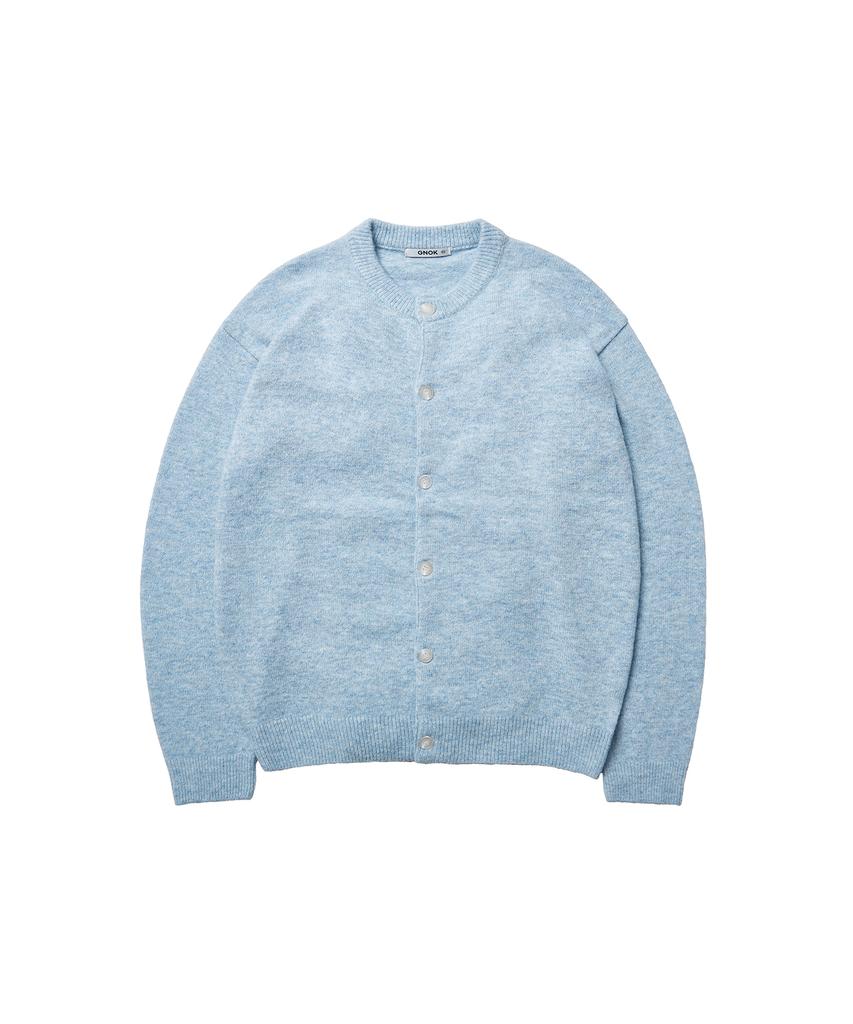 GNOK Wool Round Neck Knit Cardigan [Sky Blue]