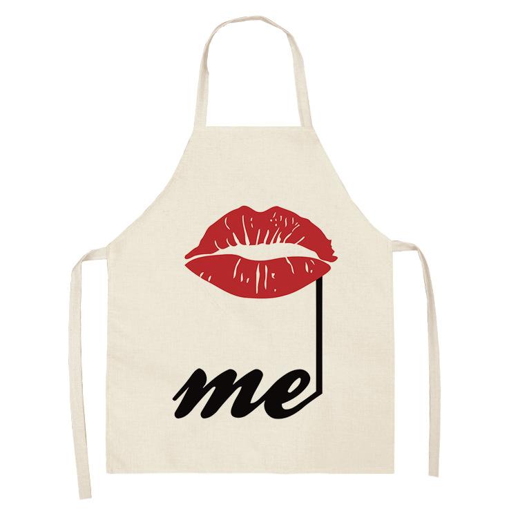 New Printed Women's Kitchen Apron Anti-stain and Oil-proof Linen Apron Dress Men's Chef Cooking Apron Cleaning Children's Apron