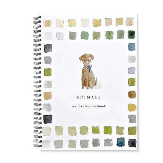 Рабочая тетрадь по акварели 12 цветов Птицы Цветы Животные Дети Акварельные краски Книга Художественные поделки Принадлежности для рисования для начинающих