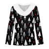 Women's Fashion Long Sleeve Christmas Day Printed Plush Neck V-Neck Pullover Top