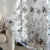 Gauze Window Drapes Transparent Tulle Curtain Flower Pattern Sheer Curtain Home Decoration
