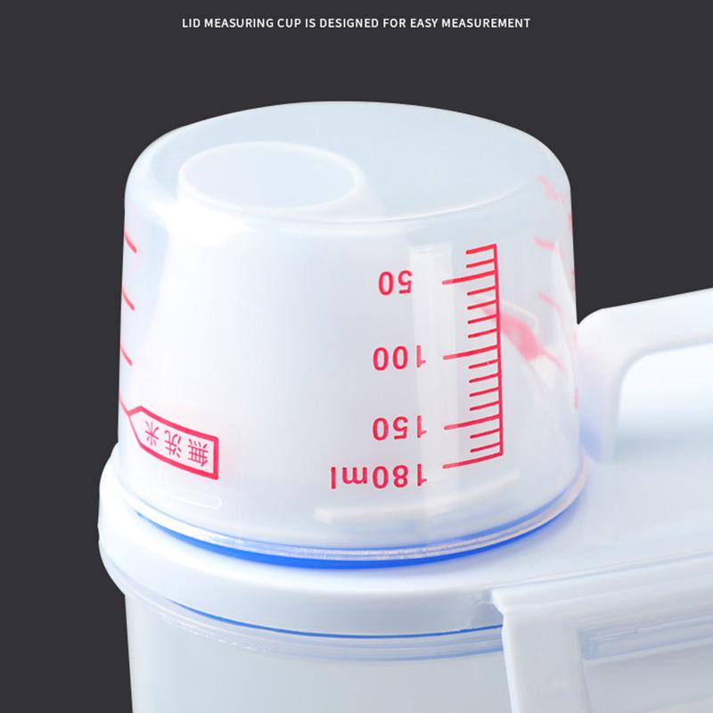 Бытовой ящик для хранения стирального порошка портативный большой пластиковый с мерным стаканом