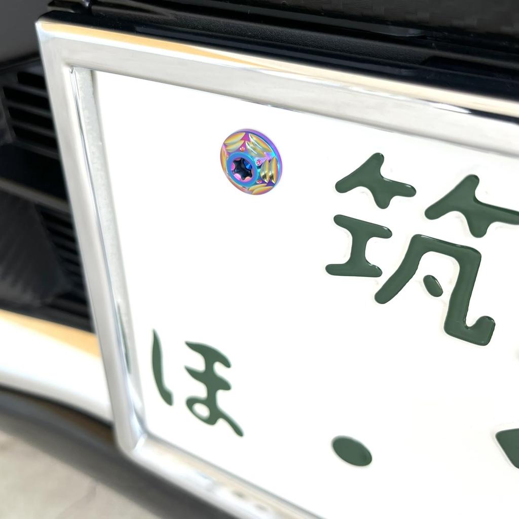 Болт номерного знака RENPA из титанового сплава, дизайн "Снежинка", совместим с техосмотром (Болт Aurora Длина 1,0 дюйма (25 мм)