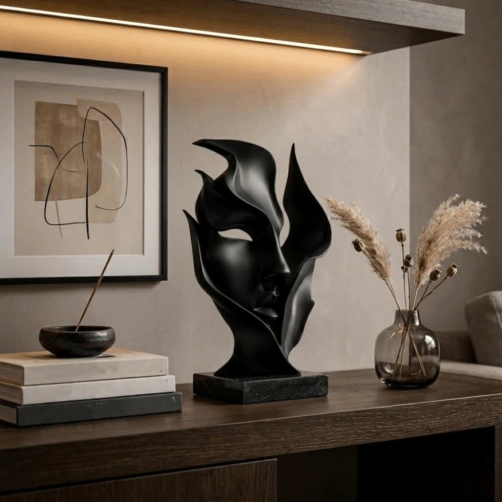 Statue Home Decoration Artistic Sense Facial Ornaments Funny Half Face Sculpture Home