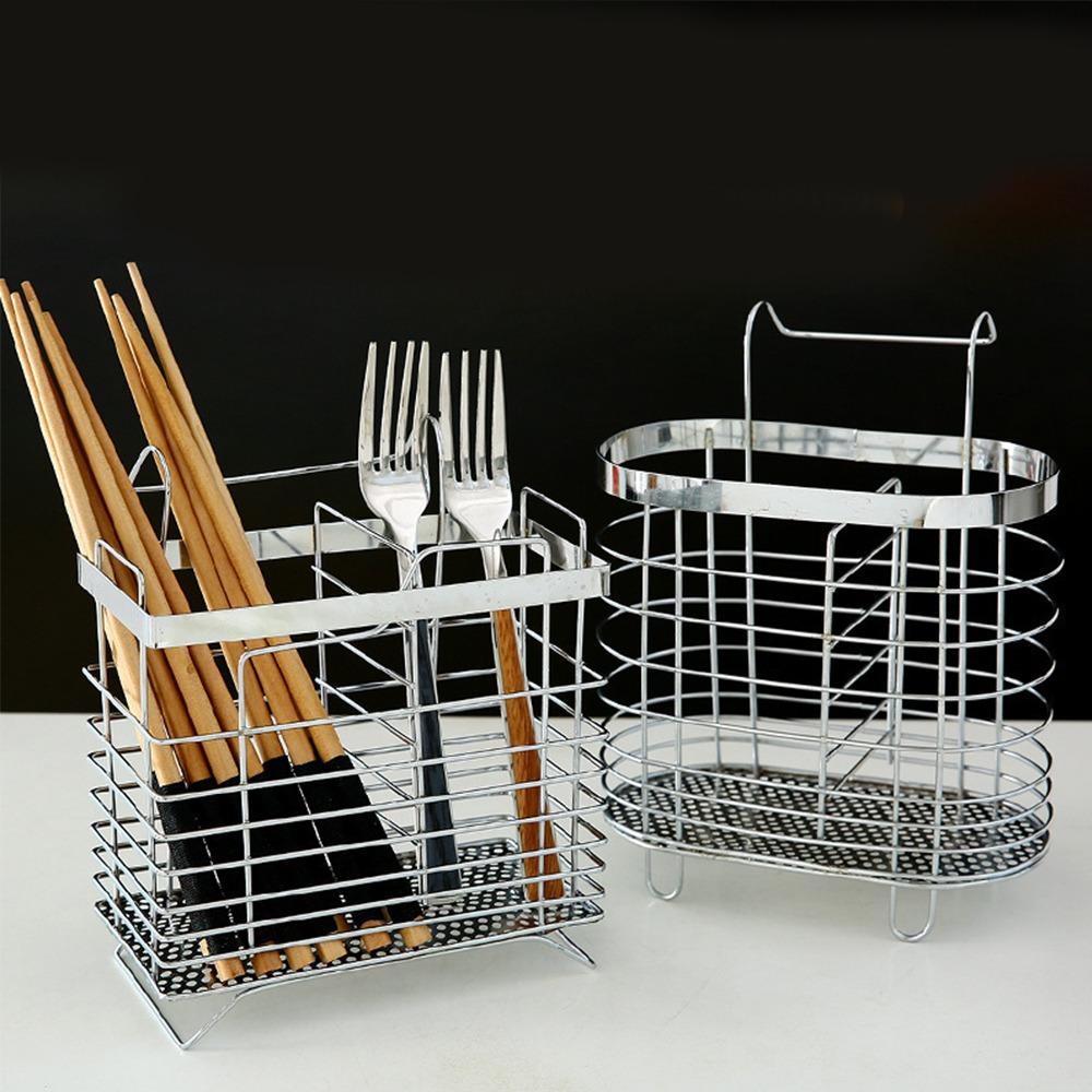Wall Mounted Tableware Draining Rack Stainless Steel Cutlery Holder Chopsticks Holder Kitchen
