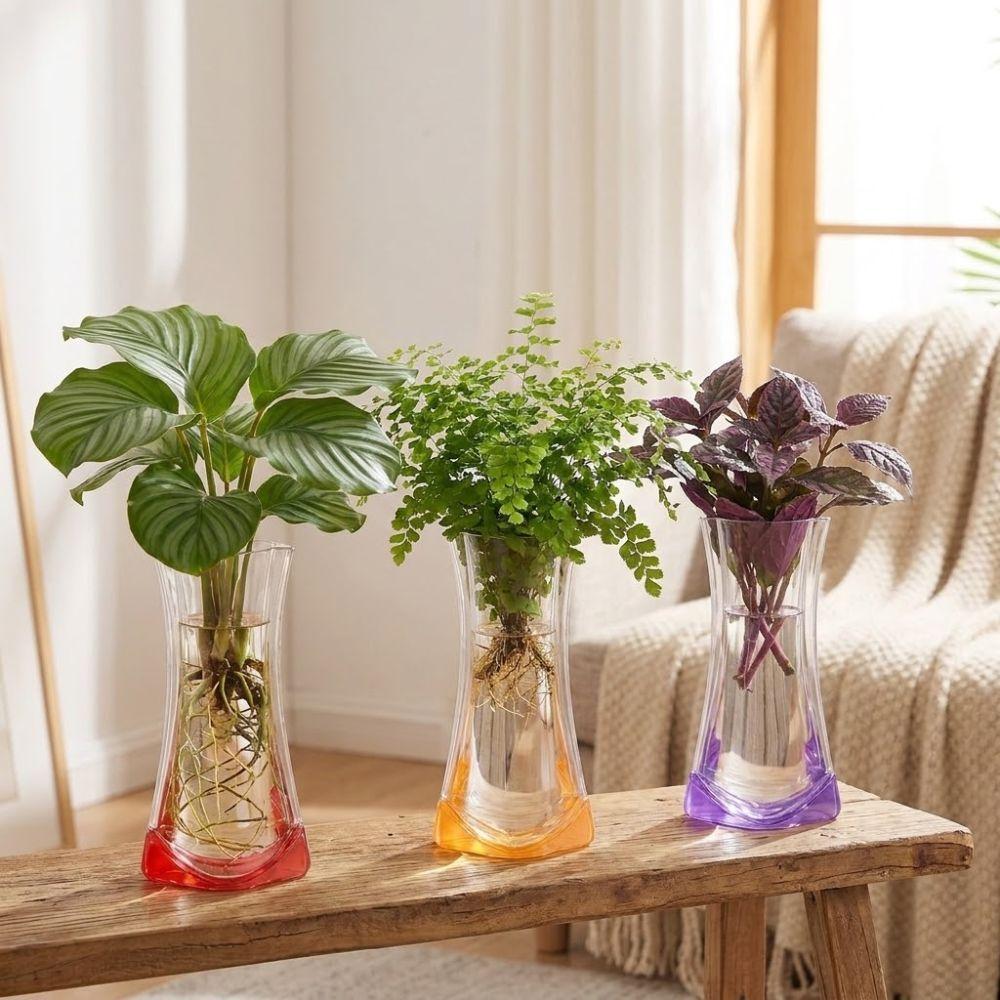 5Pcs Folding Hydroponic Floral Vase Shatterproof Plant Containers Outdoor Travel