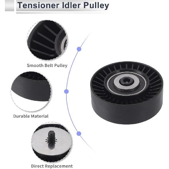 Drive Belt Idler Pulley for BMW 335 2007-2013 Serpentine Tensioner Pulley Idler with Bolt Washer No.11287557851 Plastic Black 1 Pcs