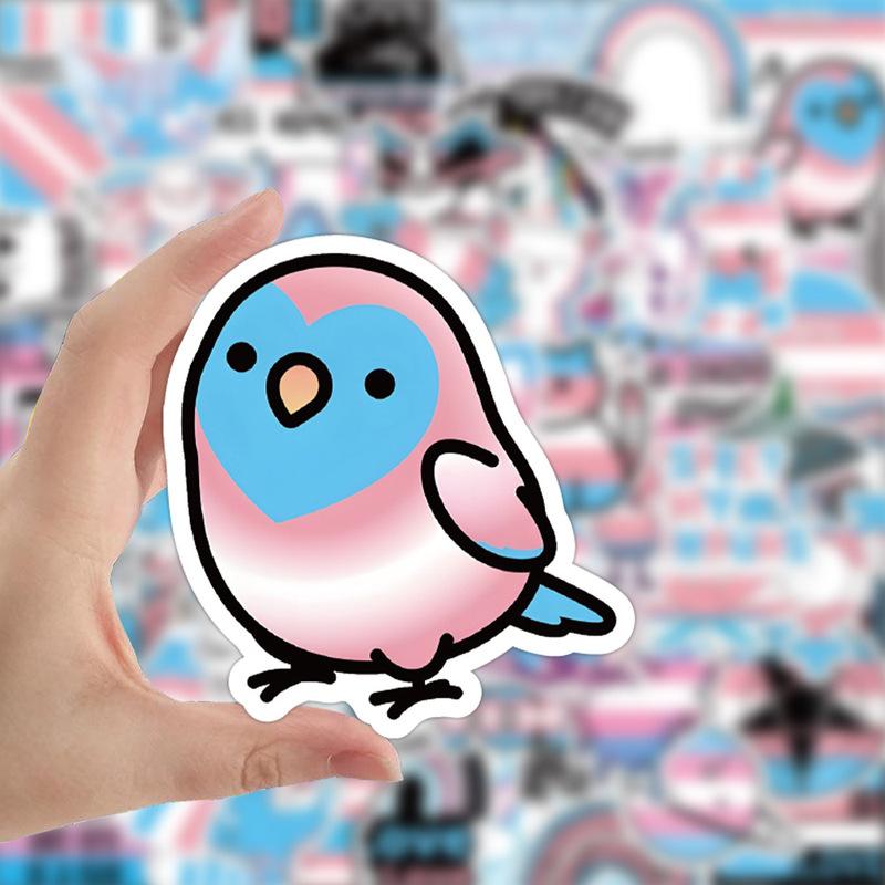 60pcs Cute LGBT Transgender Pride Stickers Car Notebook Laptop Skateboard Guitar Fridge Cartoon DIY Vinyl Decal Sticker