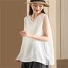 Women Vintage Tank Tops Solid Color Summer O-Neck Sleeveless Button Casual Women Tank Tops