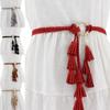 Solid Color Braided Tassel Belt Tassel Detail Dress Waistband New Knit Belt  Casual Wear