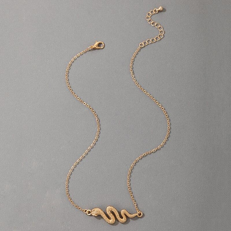 Богемное ожерелье-чокер в виде змеи для женщин, подвески из золотого сплава, металлический свитер на ключицу, регулируемые украшения для вечеринок