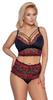 Cottelli CURVES - Sexy Lace High-Size Thong and Bra with Straps 3XL