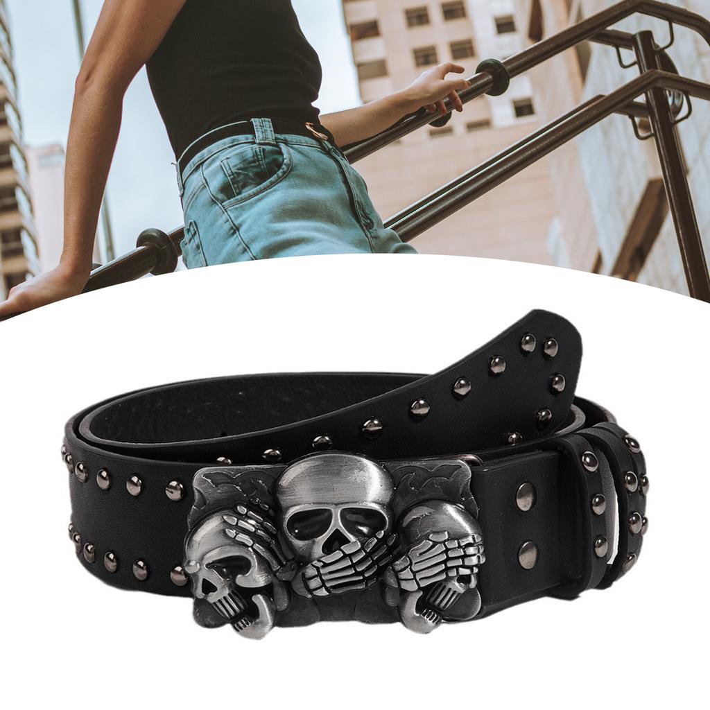 Skull Buckle Waist Chain Buckle Punk Chain Grunge Belt for Women Proms Club Party for Jeans Dresses Studded