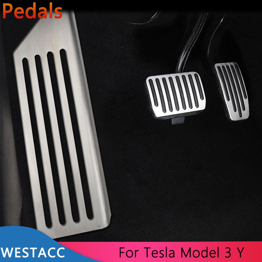 Алюминиевые автомобильные педали, мертвая педаль, подставка для ног, защитный чехол для педали Tesla Model 3 Model3 2017 2018   