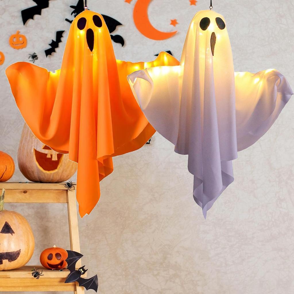 Halloween LED Ghost Hangs Decoration Light Up White Flying Ghosts Tree Ornaments Halloween Pendant For House Party Supplies