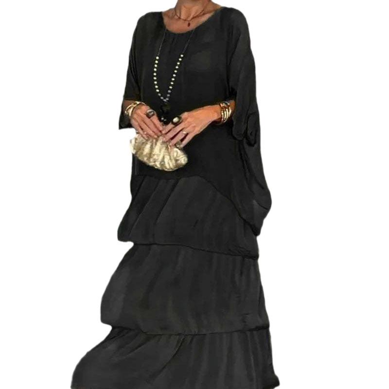 Платье макси из шифоновой сетки с рукавами «летучая мышь» 2024 года