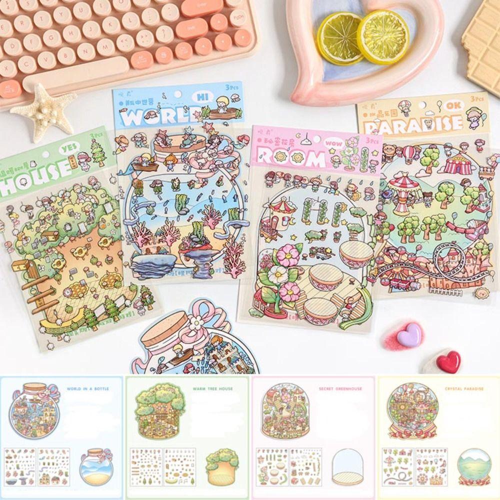 Tree House Three-dimensional Sticker Visual Stacking Miniature Scene Sticker  Gift