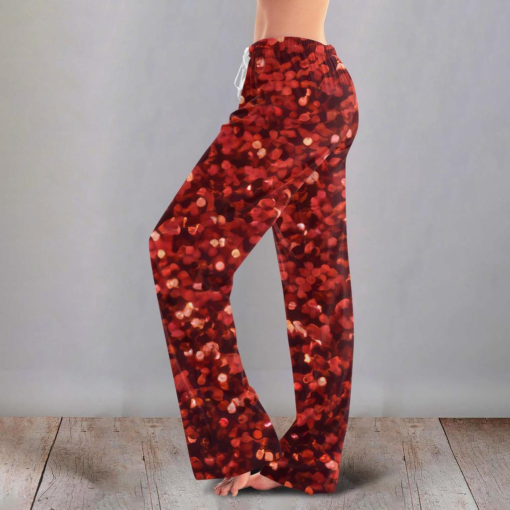 Женские милые брюки с цветочным принтом на завязках, повседневные пижамные брюки