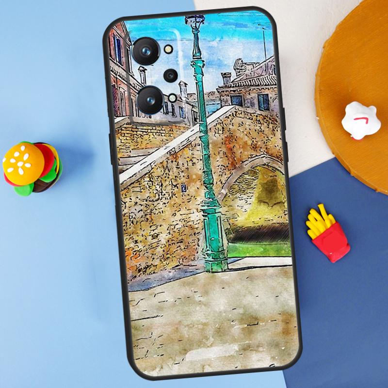 Travel italy Street Venice For Realme GT 6 6T 5 GT7 Pro C61 C75 C55 C51 C21Y C25S C67 C53 13 12 10 11 14 Pro Plus Case