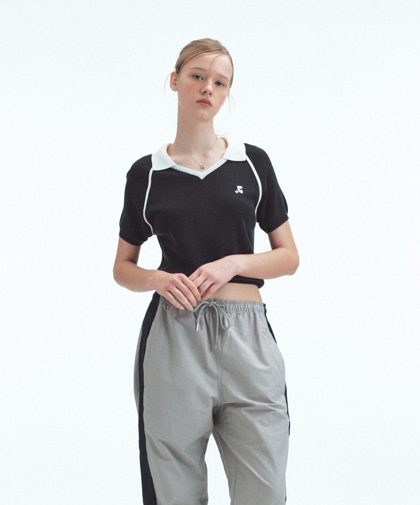 REST&RECREATION V-Neck Collar Knit Top - Navy