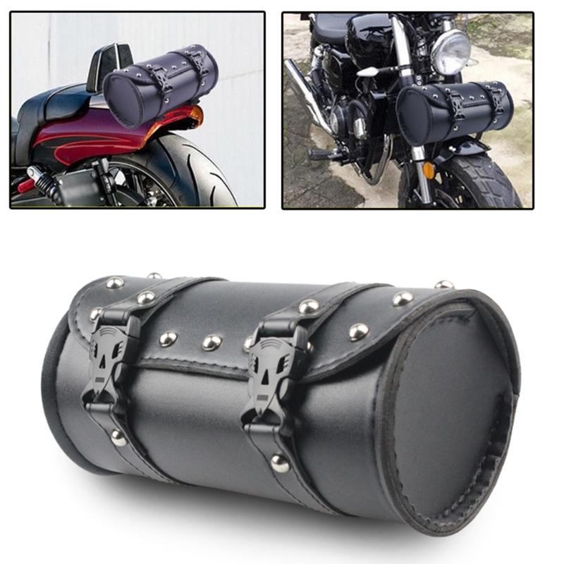 1 Pc Waterproof Leather Motorcycle Fork Bag Saddlebags Black Handlebar Bag Motorcycle Electric Bicycle Accessories