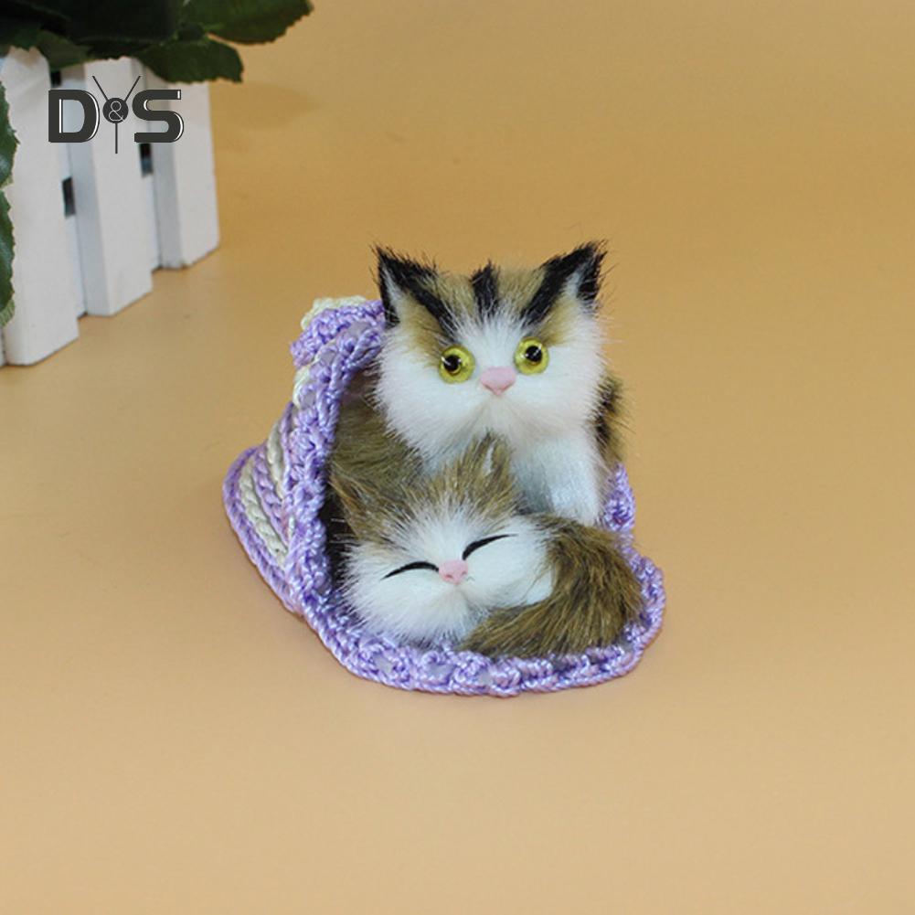 Mom&Me Cat Slippers Plush Kids Toy Simulation Animal Ornament Craft Xmas Gift